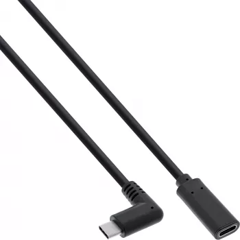 InLine USB 3.2 Gen.2x2 kabel, USB-C male haaks / female, zwart, 0,5 m (35786)