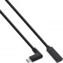 InLine USB 3.2 Gen.1x2 kabel, USB-C stekker haaks / bus, zwart, 1m