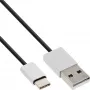 InLine USB 2.0 kabel, USB-C stekker / USB-A stekker, zwart/alu, flexibel, 1m