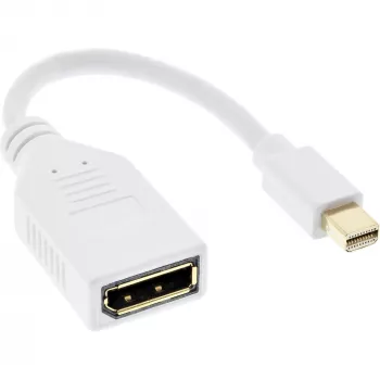InLine Mini DisplayPort stekker naar DisplayPort bus kabel, 4K2K, wit, 0,15 m