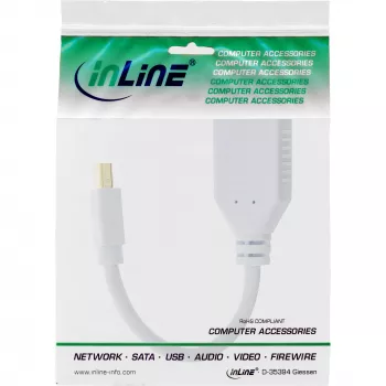 InLine Mini DisplayPort stekker naar DisplayPort bus kabel, 4K2K, wit, 0,15 m