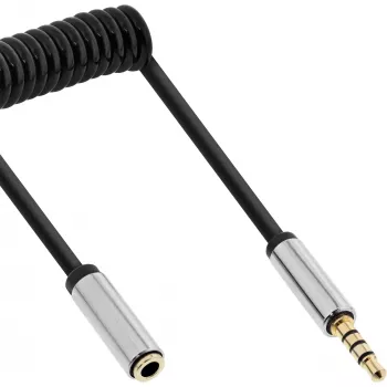 InLine slanke audio spiraalkabel 3,5 mm stekker / bus, 4-polig, stereo, 0,5 m