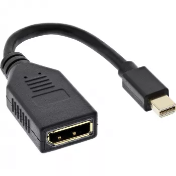 InLine adapterkabel Mini DP stekker naar DisplayPort bus, 4K2K, zwart, 0,15m
