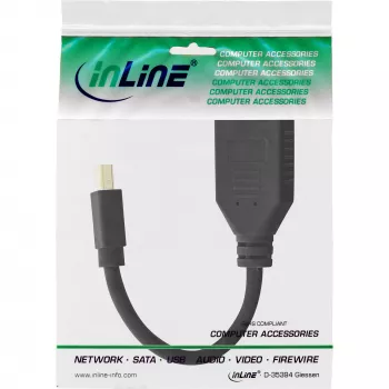 InLine adapterkabel Mini DP stekker naar DisplayPort bus, 4K2K, zwart, 0,15m