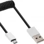 InLine Micro-USB 2.0 spiraalkabel, Type-A/Micro-B M/M, zwart/alu, flexibel 3 m