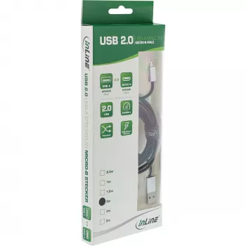 InLine Micro-USB 2.0 kabel, USB Type-A / Micro-B M/M, zwart/alu, flexibel, 1m