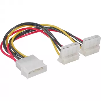 InLine interne stroom-Y-kabel 1x 4pol Molex / 2x 4pol Molex haaks 0,15 m