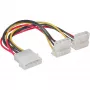 InLine interne stroom-Y-kabel 1x 4pol Molex / 2x 4pol Molex haaks 0,15 m