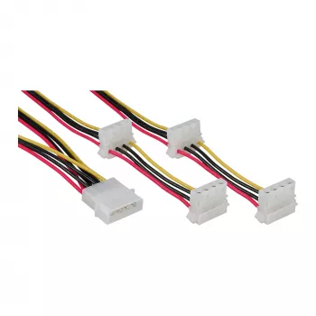Intern stroomkabel InLine 29654A 1x 4pin Molex / 4x 4pin Molex 1m