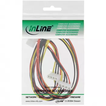 Intern stroomkabel InLine 29654A 1x 4pin Molex / 4x 4pin Molex 1m