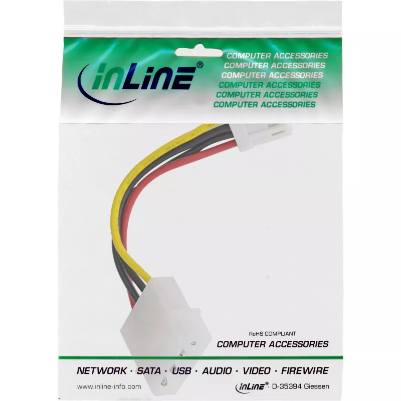 InLine Power Adapter intern 5,25 inch 4-Pin Molex bus / 3,5 inch floppy stekker 0,06 m