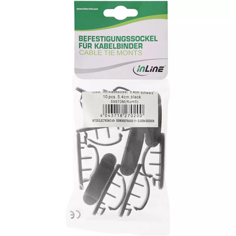 InLine 10 st. zak kabelmanager met plakband 8,5 cm zwart