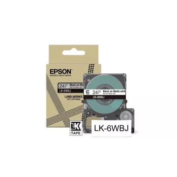 Etikettenprinterband Epson LK-6WBJ zwart wit thermotransfer 2,4 cm