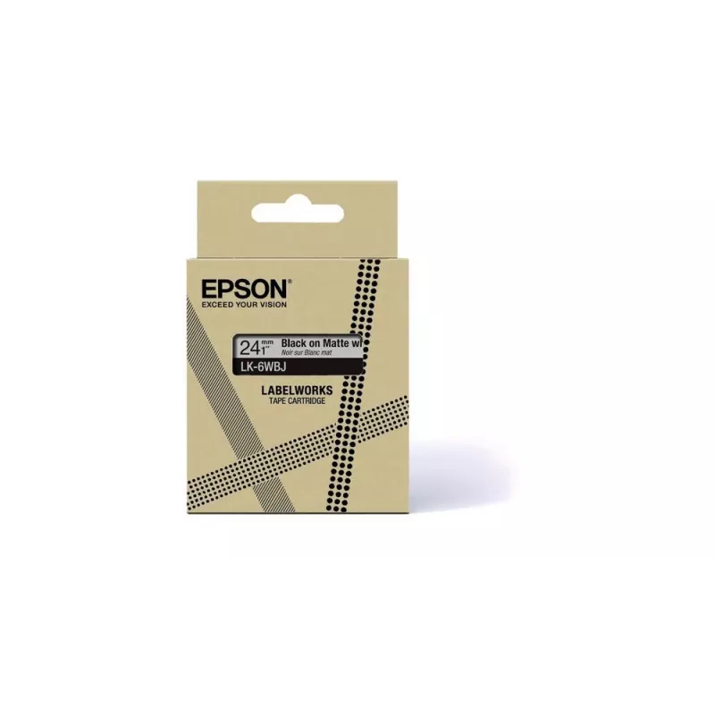 Etikettenprinterband Epson LK-6WBJ zwart wit thermotransfer 2,4 cm