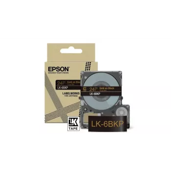 Labeltape Epson LK-6BKP zwart goud 2,4 cm thermotransfer