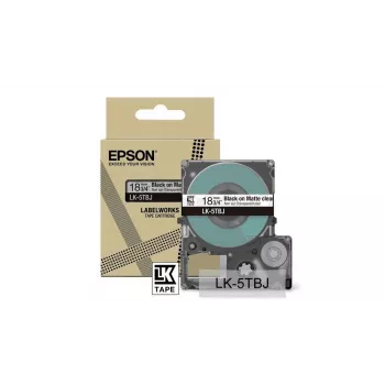 Labeltape Epson LK-5TBJ zwart transparant 1,8 cm