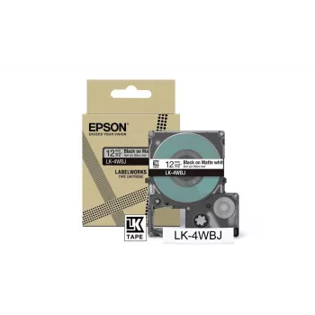 Labeltape Epson LK-4WBJ zwart wit thermotransfer 1,2 cm