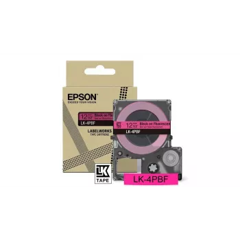 Labelband Epson LK-4PBF zwart roze thermotransfer 1,2 cm