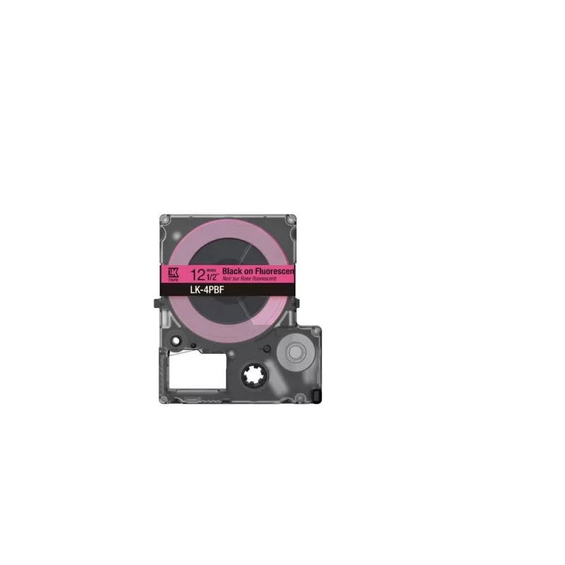 Labelband Epson LK-4PBF zwart roze thermotransfer 1,2 cm