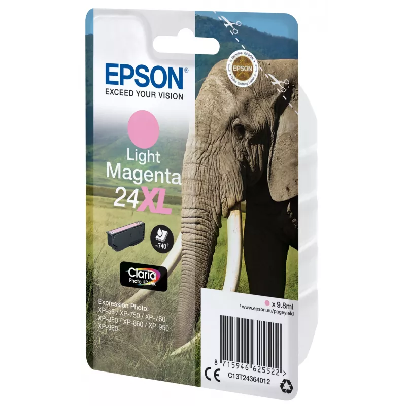 Epson olifant singlepack lichtmagenta 24XL Claria Photo HD inkt