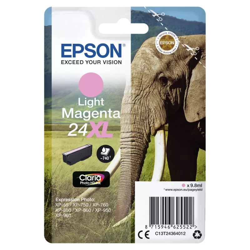 Epson olifant singlepack lichtmagenta 24XL Claria Photo HD inkt