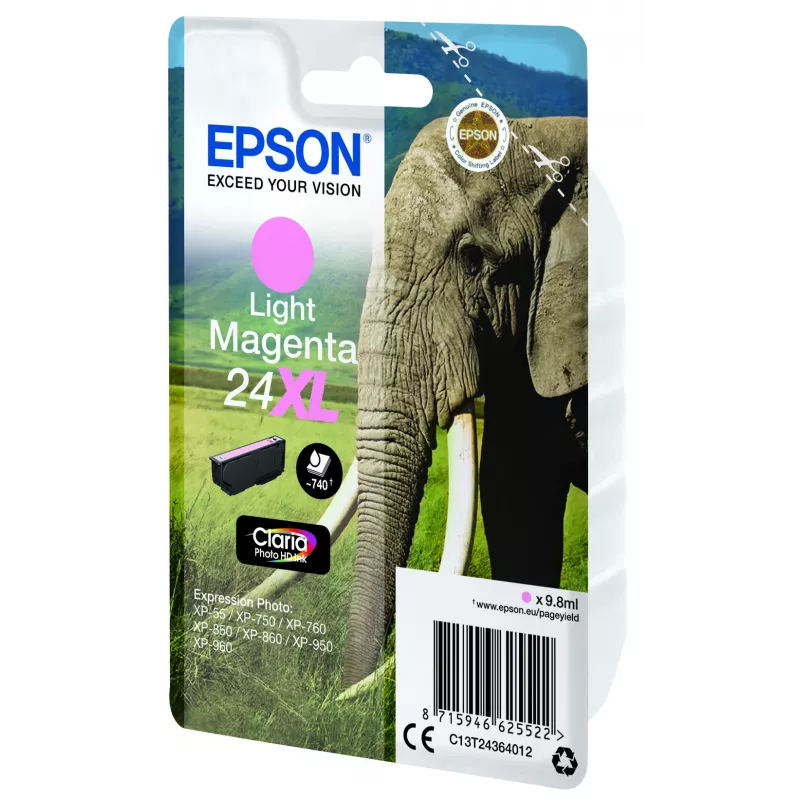 Epson olifant singlepack lichtmagenta 24XL Claria Photo HD inkt
