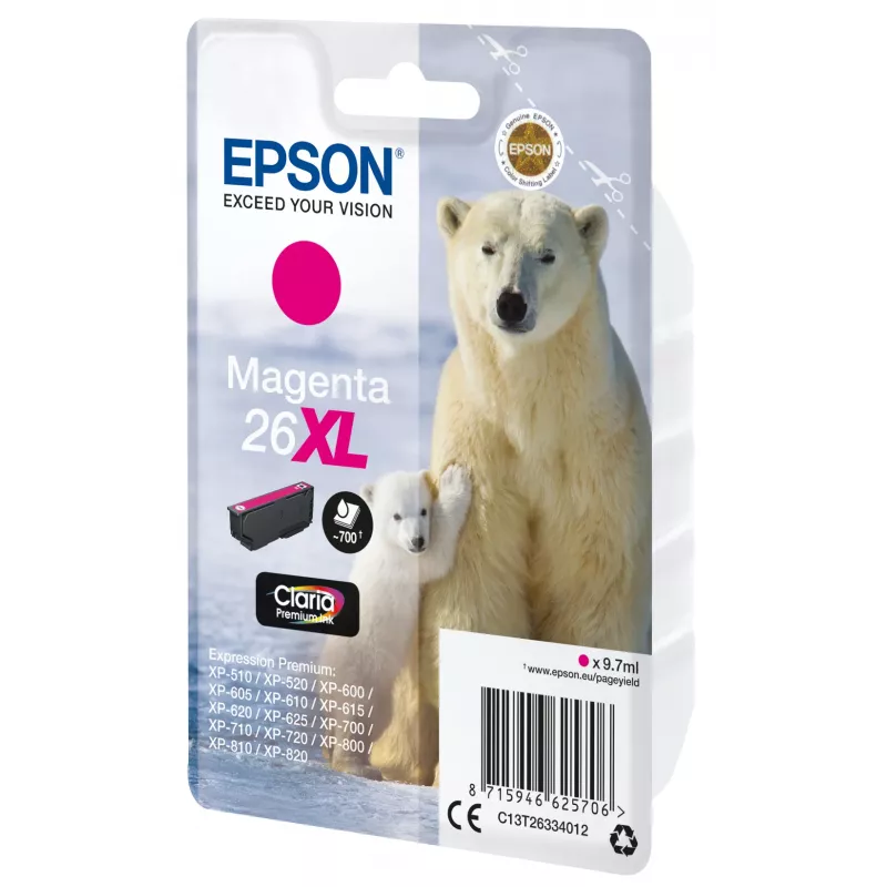 Epson ijsbeer singlepack magenta 26XL Claria Premium inkt