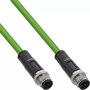 InLine industrie-netwerkkabel, M12 4-polig D-gecodeerd stekker/stekker, PUR 15 m