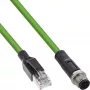 InLine industriële netwerkkabel, M12 4-polig D-gecodeerd stekker naar RJ45, PUR 20m