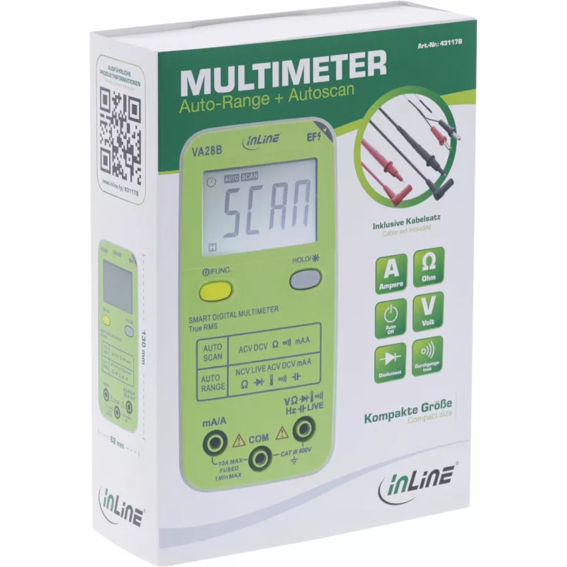 InLine 43117B zakmultimeter met autorange en autoscan