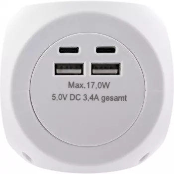 InLine Charging Cube InLine 16499A 3x randaarde 2x USB-C 2x USB-A wit 2 m