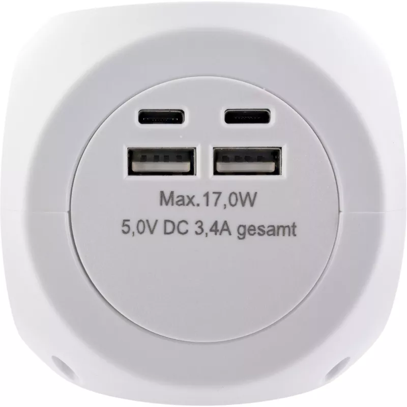 InLine Charging Cube InLine 16499A 3x randaarde 2x USB-C 2x USB-A wit 2 m