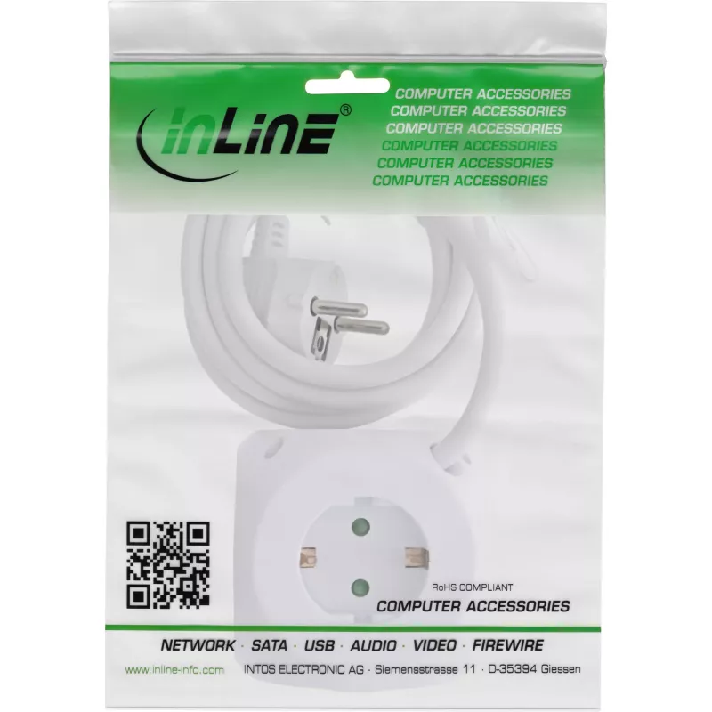 InLine Charging Cube InLine 16499A 3x randaarde 2x USB-C 2x USB-A wit 2 m