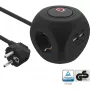 InLine Charging Cube InLine 16499B 3x randaarde 2x USB-C 2x USB-A zwart 2m