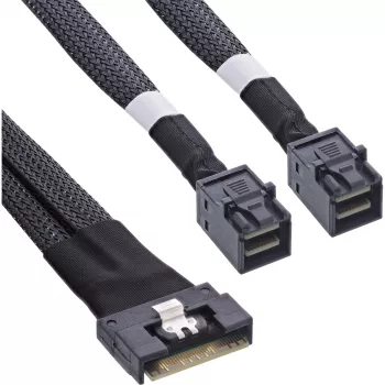 InLine slanke SAS-kabel, SFF-8654 8i naar 2x SFF-8643, 1m