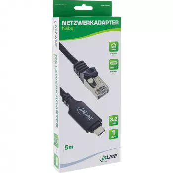 Netwerkkabel InLine 33381B USB-C naar RJ45 Gigabit 5m zwart