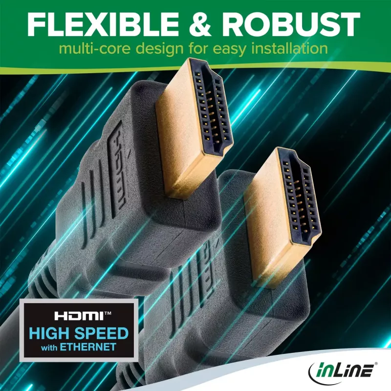 InLine HDMI-kabel, HDMI High Speed met Ethernet, stekker/stekker, zwart, 3m