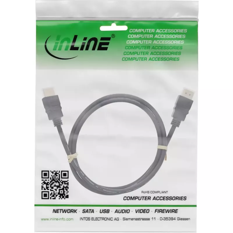 InLine HDMI-kabel, HDMI High Speed met Ethernet, stekker/stekker, zwart, 3m