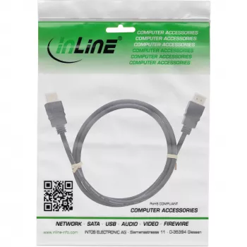 InLine HDMI-kabel, HDMI High Speed met Ethernet, male/male, zwart, 7,5 m (17507)