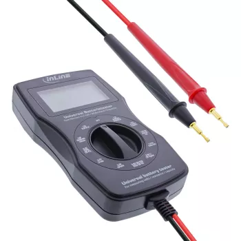 InLine multifunctionele batterijtester, meetapparaat met LCD-display