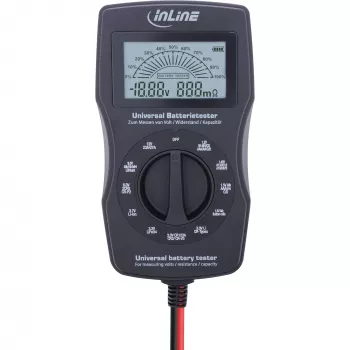 InLine multifunctionele batterijtester, meetapparaat met LCD-display