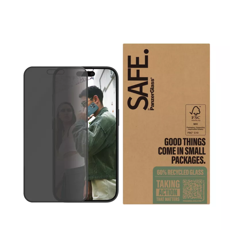 PanzerGlass SAFE. by ® Privacy-displayschermbescherming iPhone 16 | 15 | Ultra-Wide Fit | BULK