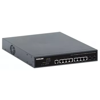 Intellinet 10-poorts L2+ Fully Managed PoE++ switch met 8 Gigabit Ethernet-poorten en 2 SFP-uplinks