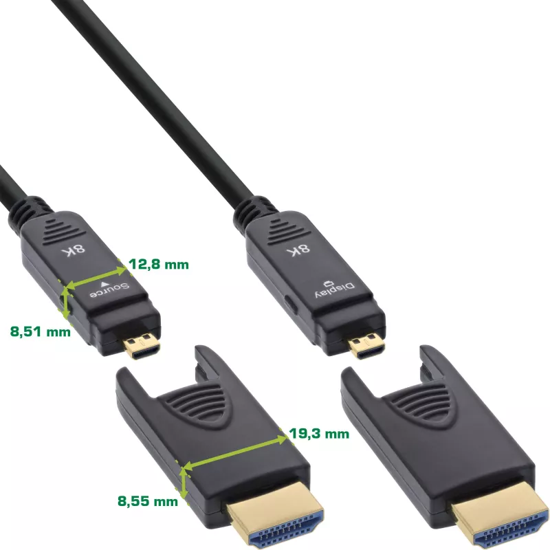 InLine HDMI AOC-kabel, Ultra High Speed HDMI, 8K4K, afneembare stekker, 30m