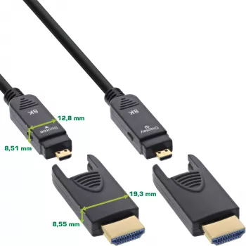 InLine HDMI AOC-kabel, Ultra High Speed HDMI, 8K4K, afneembare stekker, 25m