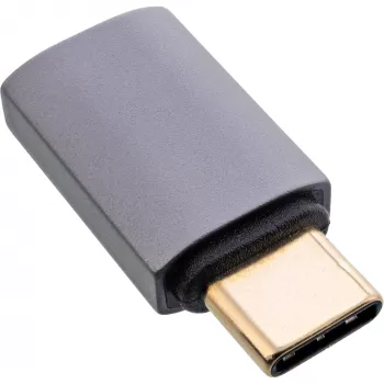 InLine USB4-adapter, USB-C stekker/bus, aluminium, grijs