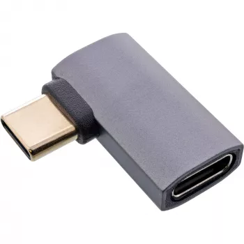 InLine USB4-adapter, USB-C stekker/bus rechts/links afgewinkeld, aluminium, grijs