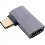 InLine USB4-adapter, USB-C stekker/bus rechts/links afgewinkeld, aluminium, grijs