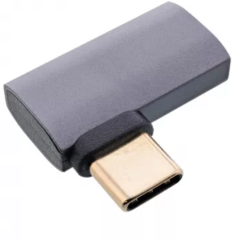 InLine USB4-adapter, USB-C stekker/bus rechts/links afgewinkeld, aluminium, grijs