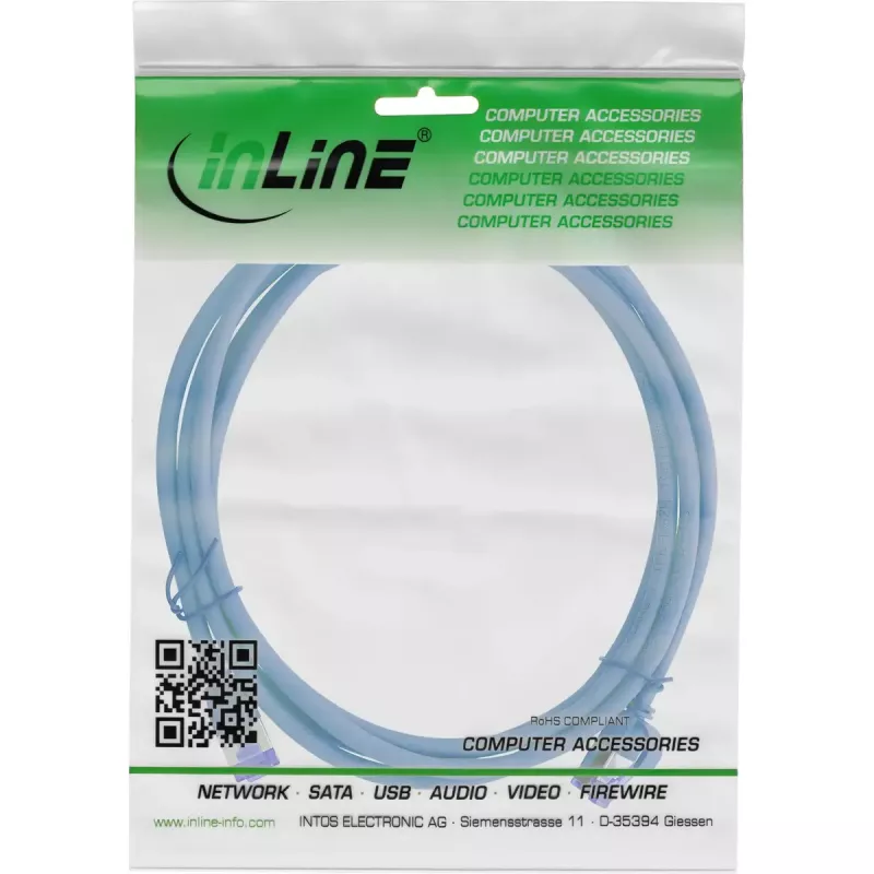 InLine 74925B Netwerkkabel blauw 25 m Cat6a S/FTP RJ-45 10000 Mbit/s